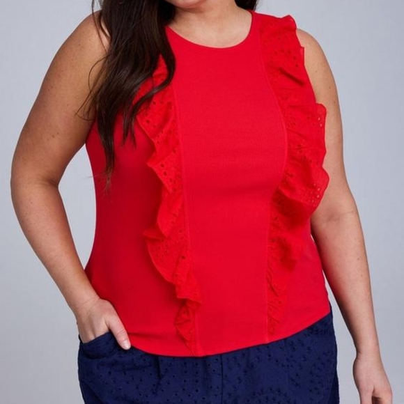 Torrid Red Ruffled Tank Top - Picture 2 of 4